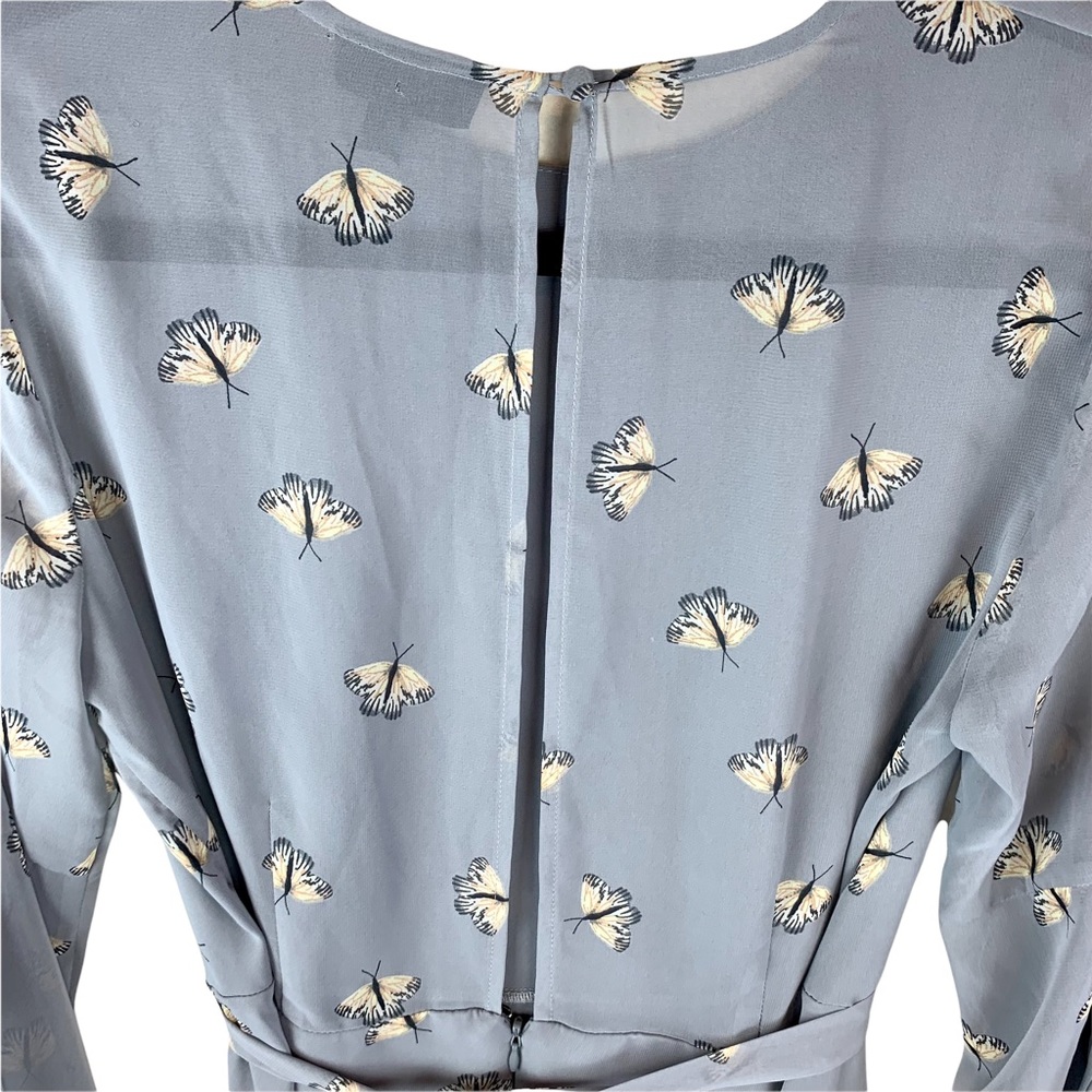 Topshop Moth Print Tie Sleeve Skater Dress Size 8 - Picture 13 of 15